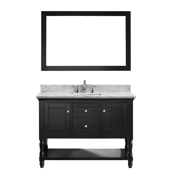 Virtu USA Julianna 48" Single Bathroom Vanity w/ Square Sink, Faucet, Mirror