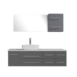 Virtu USA Justine 59" Single Bathroom Vanity w/ Stone Top, Sink, Faucet, Mirror