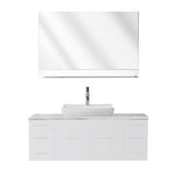 Virtu USA Biagio 55" Single Bathroom Vanity w/ Odd Sink, Nickel Faucet, Mirror