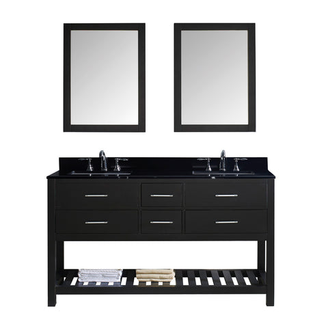 Virtu USA Caroline Estate 60" Double Bathroom Vanity w/ Sink, Faucet, Mirror