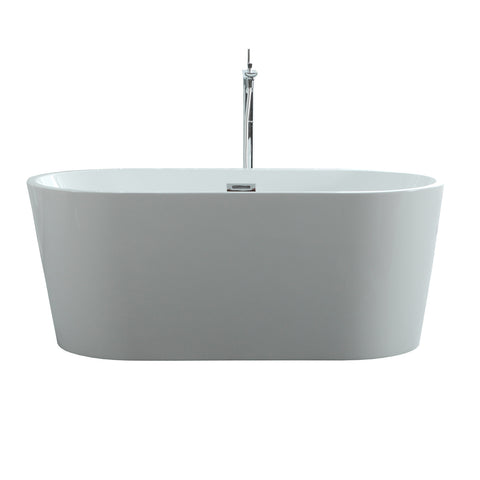 Virtu USA Serenity 59" x 29.5" Bathroom Freestanding Acrylic Soaking Bathtub