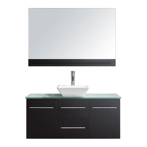 Virtu USA Marsala 48" Single Bathroom Vanity w/ Glass Top, Sink, Faucet, Mirror