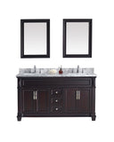 Virtu USA Victoria 60" Double Bathroom Vanity w/ Square Sink, Faucet, Mirror