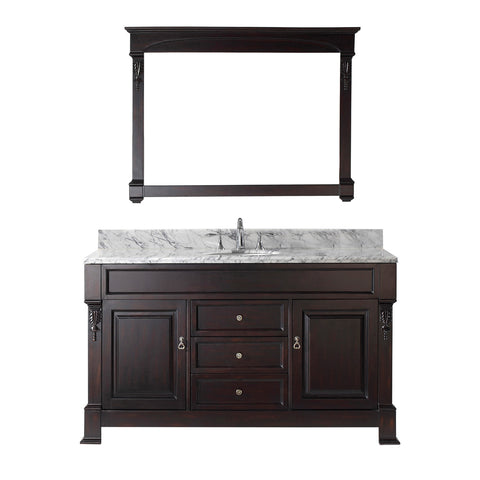 Virtu USA Huntshire 48" Single Bathroom Vanity w/ Marble Top, Round Sink, Mirror