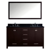 Virtu USA Caroline Avenue 60" Double Bathroom Vanity w/ Sink, Faucet, Mirror