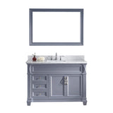 Virtu USA Victoria 48" Single Bathroom Vanity w/ Marble Top, Square Sink, Mirror