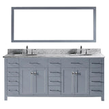 Virtu USA Caroline Parkway 78" Double Bathroom Vanity w/ Round Sink, Mirror