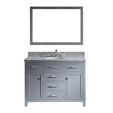 Virtu USA Caroline 48" Single Bathroom Vanity w/ Marble Top, Round Sink, Mirror