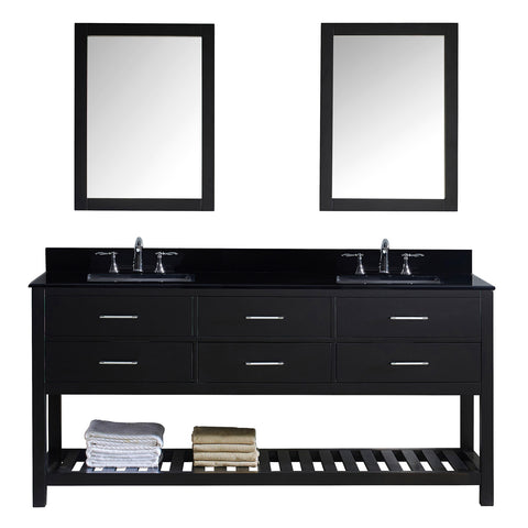 Virtu USA Caroline Estate 72" Double Bathroom Vanity w/ Sink, Faucet, Mirror