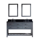 Virtu USA Caroline Estate 60" Double Bathroom Vanity w/ Sink, Faucet, Mirror