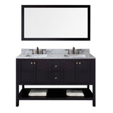 Virtu USA Winterfell 60" Double Bathroom Vanity w/ Square Sink, Mirror