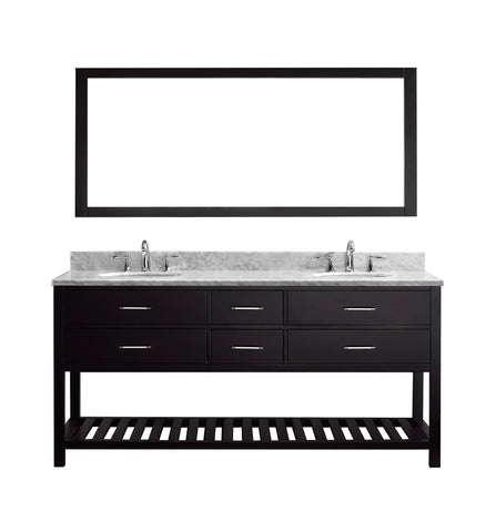 Virtu USA Caroline Estate 72" Double Bathroom Vanity w/ Sink, Faucet, Mirror