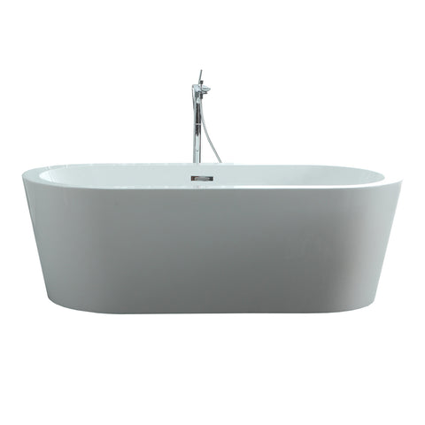 Virtu USA Serenity 59" x 29.5" Bathroom Freestanding Acrylic Soaking Bathtub