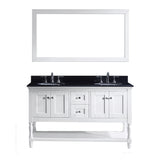 Virtu USA Julianna 60" Double Bathroom Vanity w/ Sink, Faucet, Mirror