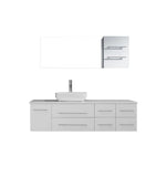 Virtu USA Justine 59" Single Bathroom Vanity w/ Stone Top, Sink, Faucet, Mirror