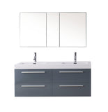 Virtu USA Finley 54" Double Bathroom Vanity w/ Square Sink, Nickel Faucet