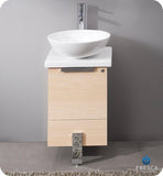 Fresca Adour 16" Light Walnut Modern Bathroom Cabinet w/ Top & Vessel Sink