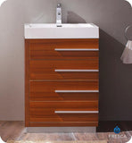 Fresca Livello 24" Teak Modern Bathroom Cabinet w/ Integrated Sink