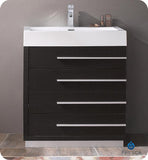 Fresca Livello 30" Black Modern Bathroom Cabinet w/ Integrated Sink