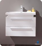 Fresca Medio 32" White Modern Bathroom Cabinet w/ Vessel Sink