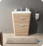 Fresca Milano 26" White Oak Modern Bathroom Cabinet w/ Integrated Sink