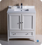 Fresca Oxford 30" Antique White Traditional Bathroom Cabinet w/ Top & Sink