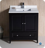 Fresca Oxford 30" Espresso Traditional Bathroom Cabinet w/ Top & Sink