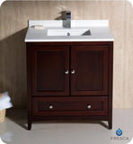 Fresca Oxford 30" Mahogany Traditional Bathroom Cabinet w/ Top & Sink