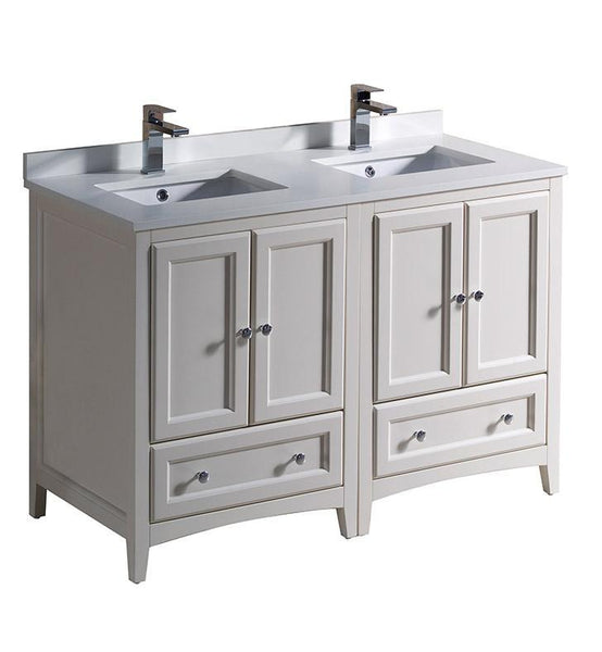 Fresca Oxford 48" Antique White Traditional Double Sink Bathroom Cabinets