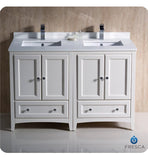 Fresca Oxford 48" Antique White Traditional Double Sink Bathroom Cabinets