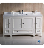 Fresca Oxford 60" Antique White Traditional Bathroom Cabinets w/ Top & Sink