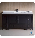 Fresca Oxford 60" Espresso Traditional Bathroom Cabinets w/ Top & Sink