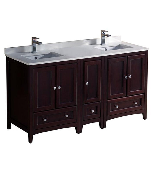 Fresca Oxford 60" Mahogany Traditional Double Sink Bathroom Cabinets