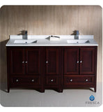 Fresca Oxford 60" Mahogany Traditional Double Sink Bathroom Cabinets