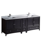 Fresca Oxford 84" Espresso Traditional Double Sink Bathroom Cabinets