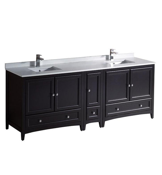 Fresca Oxford 84" Espresso Traditional Double Sink Bathroom Cabinets