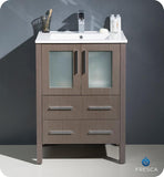 Fresca Torino 24" Gray Oak Modern Bathroom Cabinet w/ Integrated Sink