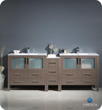 Fresca Torino 84" Gray Oak Modern Double Sink Bathroom Cabinets