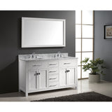 Virtu USA Caroline 60" White Double Bathroom Vanity Set with Marble Top - MD-2060-WM - Bath Vanity Plus