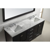 Virtu USA Caroline Avenue 72" Espresso Double Bathroom Vanity Set with Marble Top - GD-50072-WM - Bath Vanity Plus