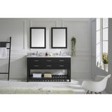 Virtu USA Caroline Estate 60" Espresso Double Bathroom Vanity Set with Marble Top - MD-2260-WM-ES - Bath Vanity Plus