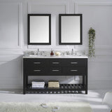 Virtu USA Caroline Estate 60" Espresso Double Bathroom Vanity Set with Marble Top - MD-2260-WM-ES - Bath Vanity Plus